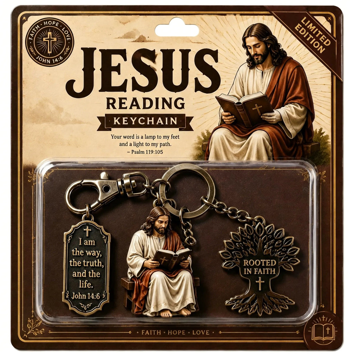 (🎁Last Day 49% OFF)✝️📖Jesus Reading Keychain