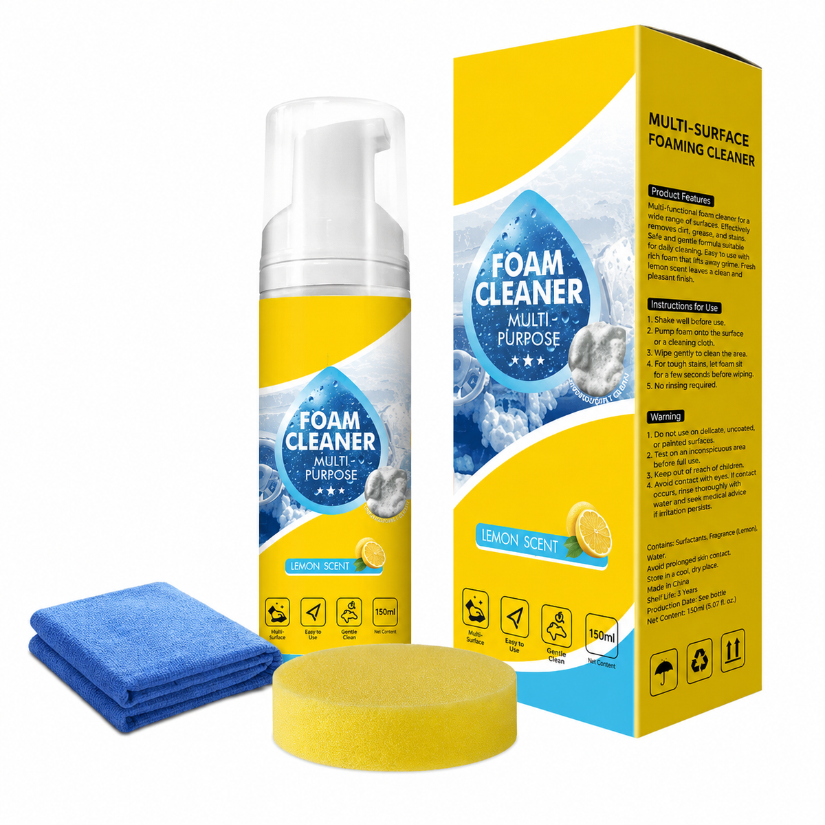 🔥 4-in-1 Multi-Enzyme Foam Cleaner – Deep Clean Car, Kitchen, Bathroom & Sofa
