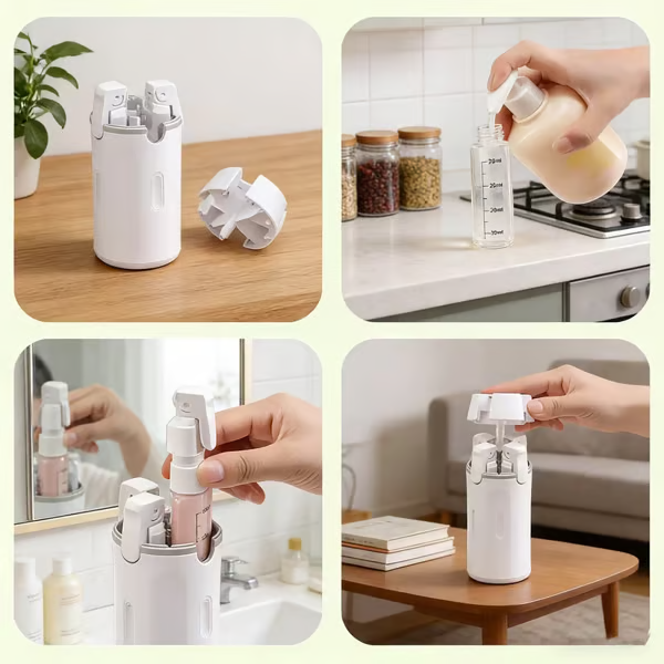 🧳4-in-1 Portable Cosmetic Shampoo Dispenser Storage Bottle