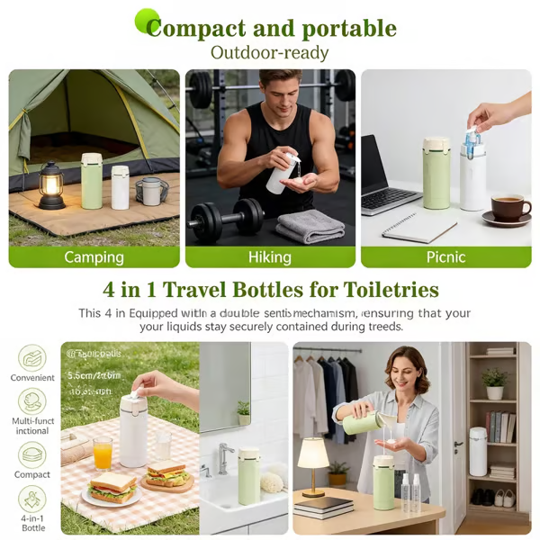 🧳4-in-1 Portable Cosmetic Shampoo Dispenser Storage Bottle