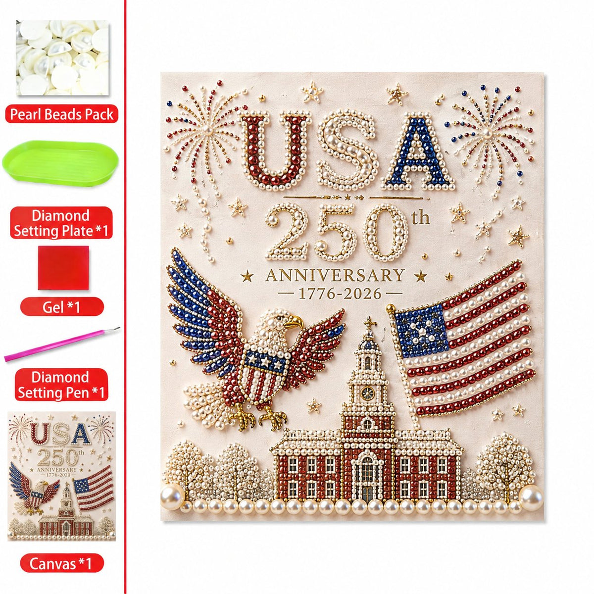 🔥LAST DAY 49% OFF - USA 250th Anniversary DIY Pearl Painting Kit ✨❤️‍🔥