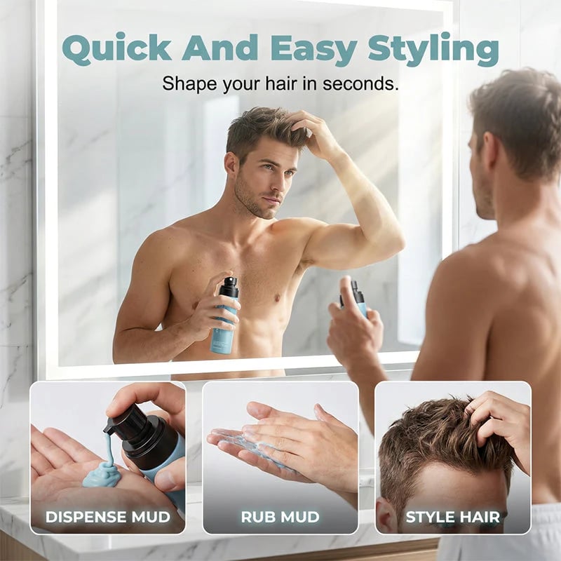 🔥Last Day 50% OFF - ✨Men's Quick-Dry Matte Styling Mud Spray💇