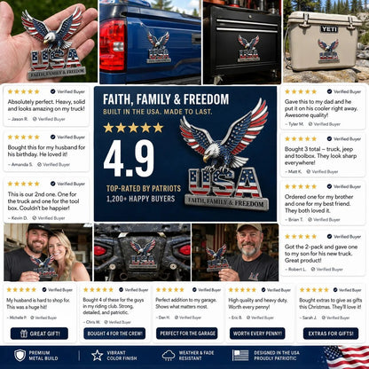 🇺🇸250th Anniversary 50% OFF - ★USA Faith, Family & Freedom★ Metal Emblem🦅