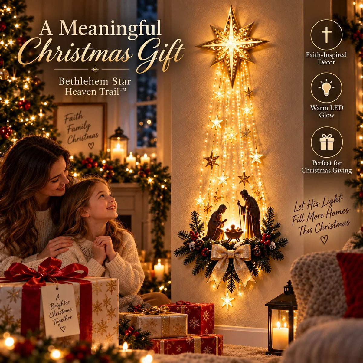 🎁Last Day 49% OFF✝️✨Bethlehem Star of FaithTM – Lighted Nativity Wall Decor📦Buy 2 Free Shipping