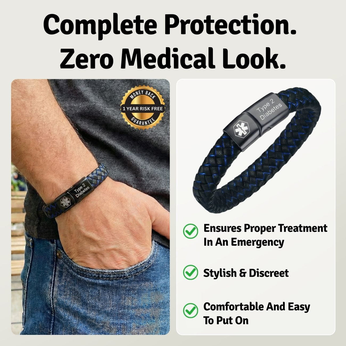 Men’s Diabetes Medical Alert Bracelet