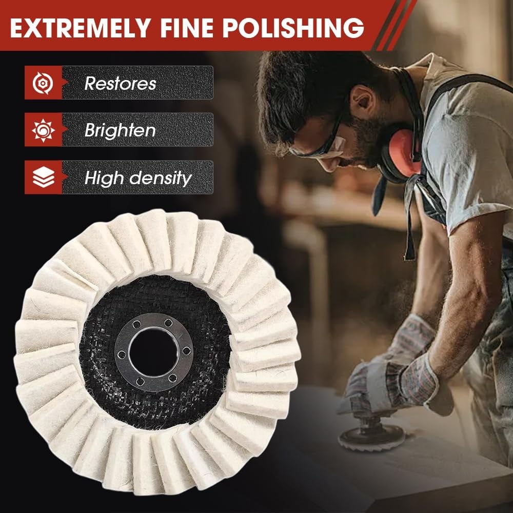 🔥Last Day 49% OFF - 🪵Premium Wool Felt Polishing Flap Disc for Angle Grinders - Mirror Finish Made Easy🔧
