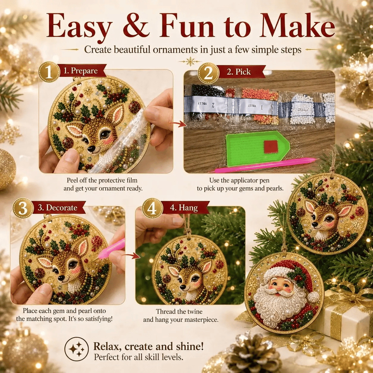 🔥LAST DAY 49% OFF🔥 - 🎄Christmas DIY Diamond Painting Ornaments Kit (6 PCS)🎅