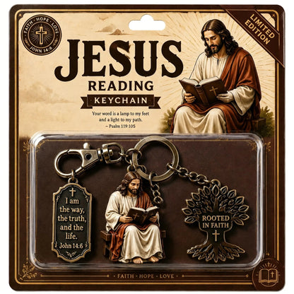 (🎁Last Day 49% OFF)✝️📖Jesus Reading Keychain