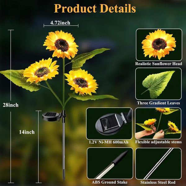🔥Last Day Sale 49% OFF🔥 - 🌞Solar LED Sunflower Garden Lights🌻
