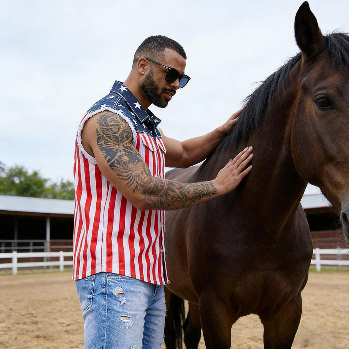 🔥LAST DAY SALE 49% OFF - 🇺🇸🦅Men's American Flag Denim Vest - 4th of July Patriotic Casual Sleeveless Jacket✨