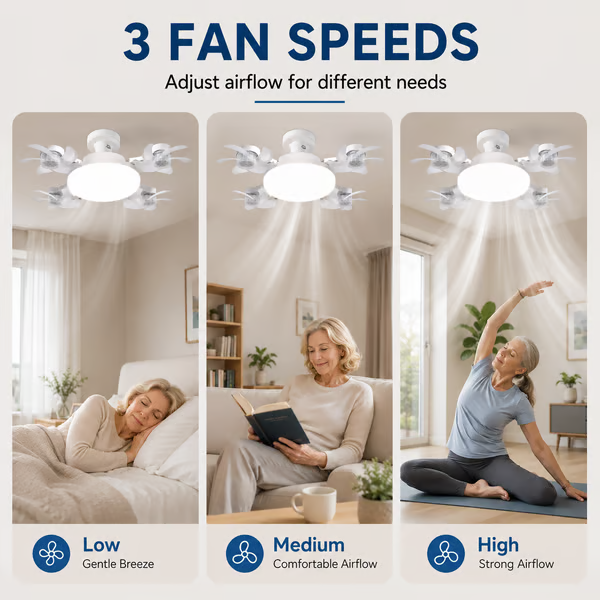 🔥LAST DAY 50% OFF -💡 2-in-1 Energy-Saving Fan Light｜Cool Air + Soft Light in One🌀