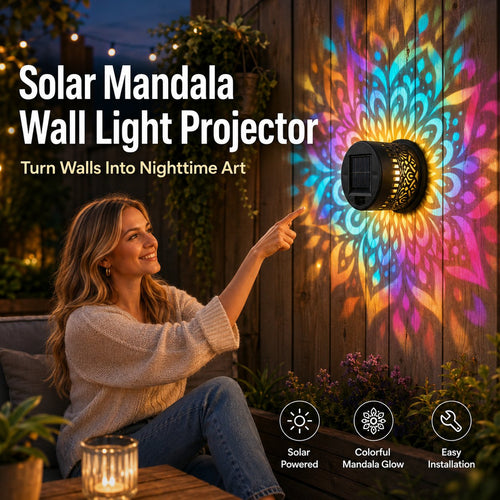 🔥Last Day 49% OFF & 65K+ SOLD! -✨Solar Mandala Wall Light | Outdoor Garden Fence Projector Lamp 🪐🌌
