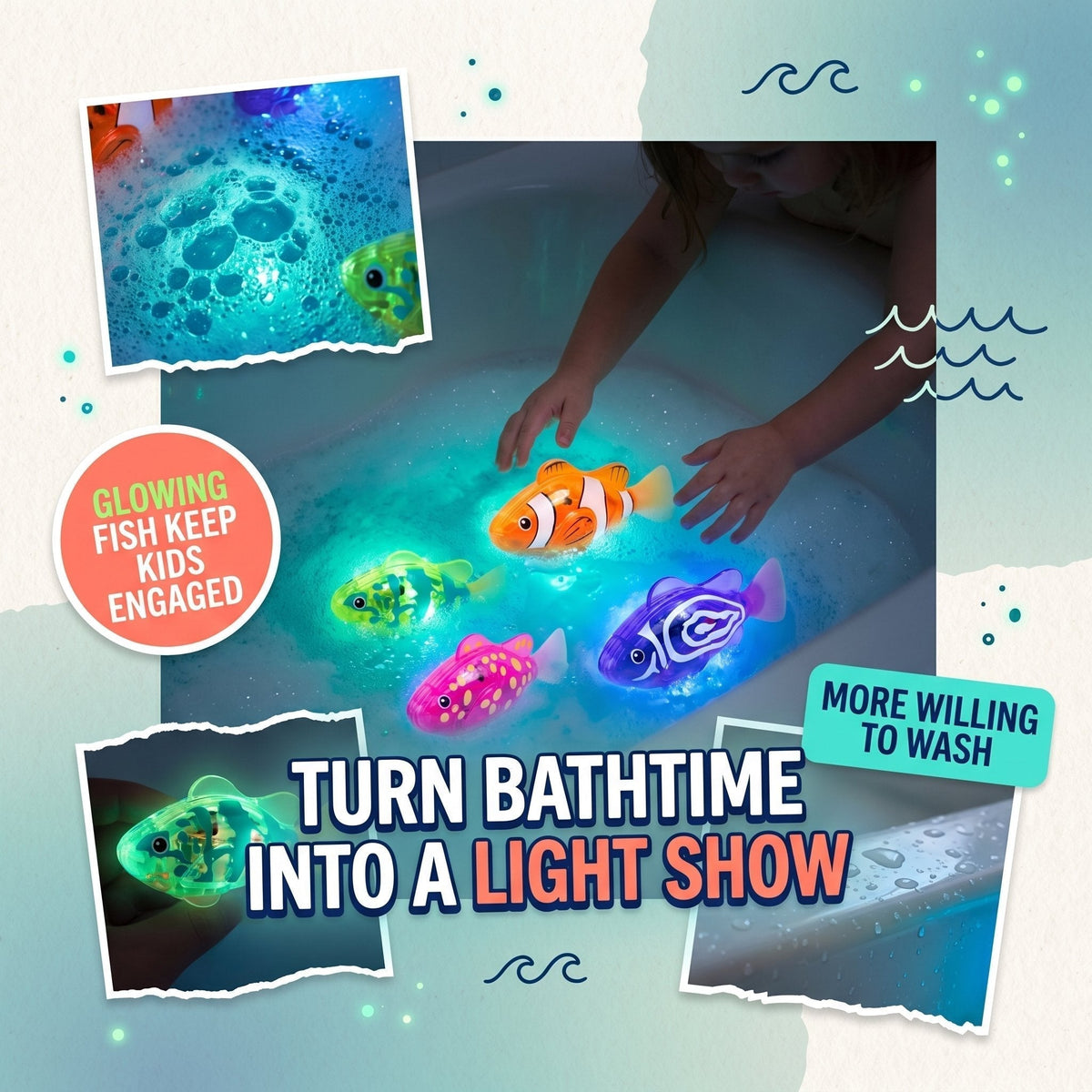 🔥🔥LAST DAY SALE 49% OFF-🛁✨Electronic Pet Fish Bath Toy | LED Light Up | Auto-Swimming Bath Toy🐠💦