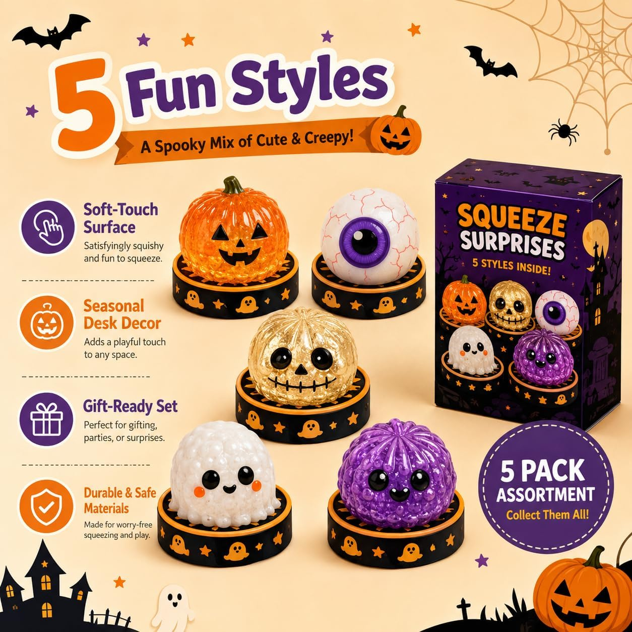 🔥Last Day 49% OFF -🎃 Halloween Dumpling Squeeze Squishy Toy👻☁️