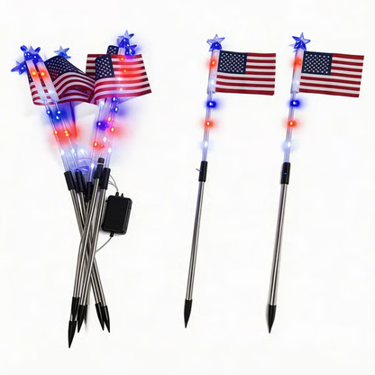 🔥Last Day  49% OFF🔥8 Solar American Flag Pathway Lights – Red, White & Blue Yard Glow for 250th Independence Celebration 🇺🇸✨