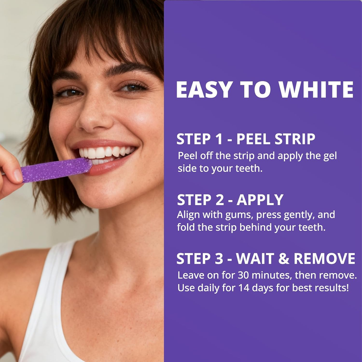 🔥Last Day 49% OFF - 🦷Purple Teeth Whitening Strips, Enamel-Safe Stain Removal💜