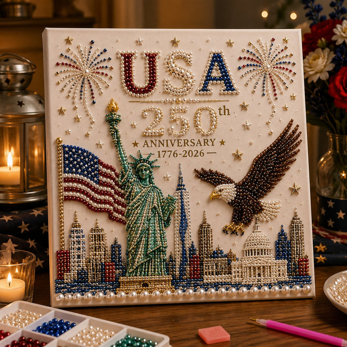 🔥LAST DAY 49% OFF - USA 250th Anniversary DIY Pearl Painting Kit ✨❤️‍🔥