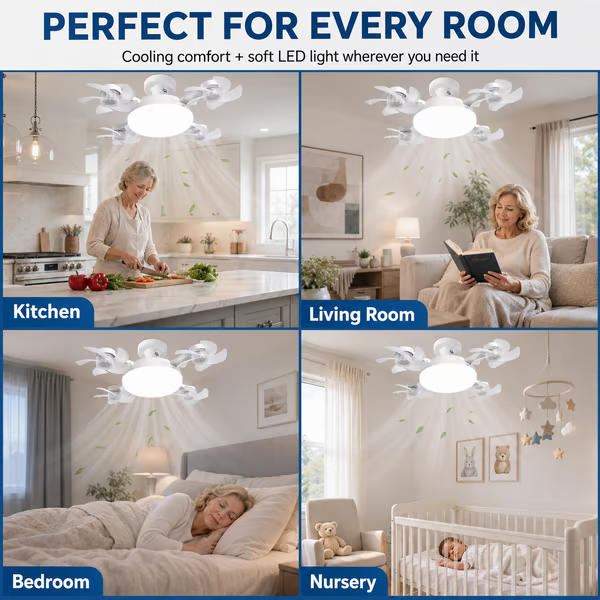 🔥LAST DAY 50% OFF -💡 2-in-1 Energy-Saving Fan Light｜Cool Air + Soft Light in One🌀