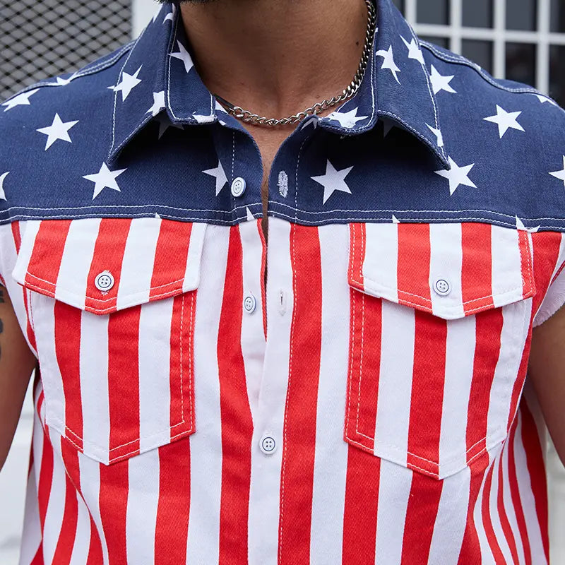 🔥LAST DAY SALE 49% OFF - 🇺🇸🦅Men's American Flag Denim Vest - 4th of July Patriotic Casual Sleeveless Jacket✨