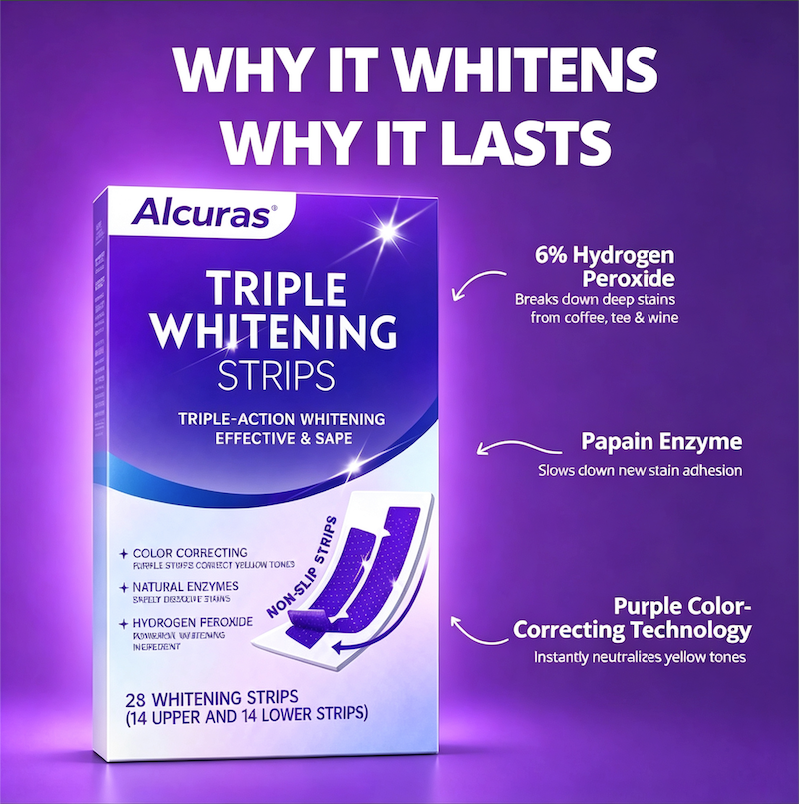 🔥Last Day 49% OFF - 🦷Purple Teeth Whitening Strips, Enamel-Safe Stain Removal💜
