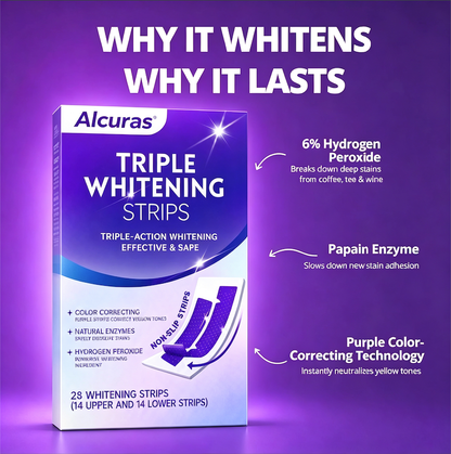 🔥Last Day 49% OFF - 🦷Purple Teeth Whitening Strips, Enamel-Safe Stain Removal💜