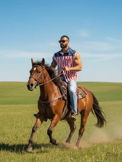 🔥LAST DAY SALE 49% OFF - 🇺🇸🦅Men's American Flag Denim Vest - 4th of July Patriotic Casual Sleeveless Jacket✨