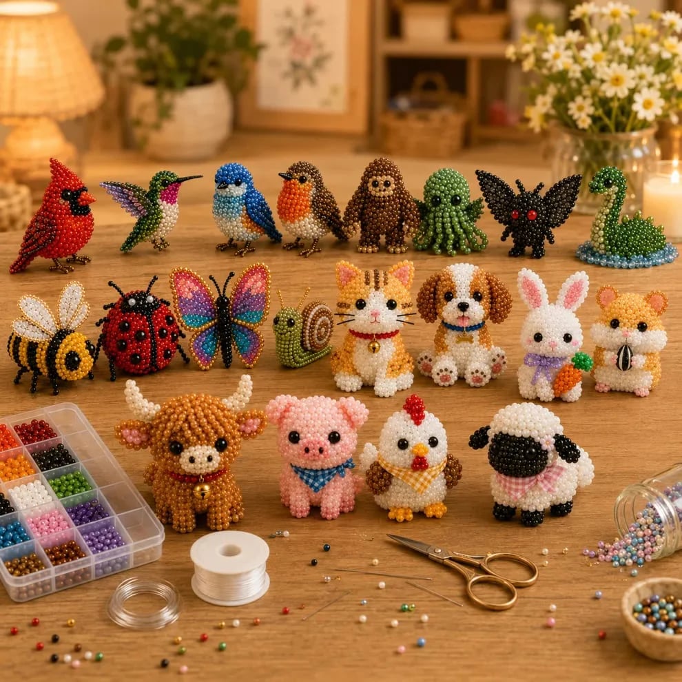 🏆Limited Time Sale 49% OFF🧵✨Petite 3D Beaded Animal Craft Kit