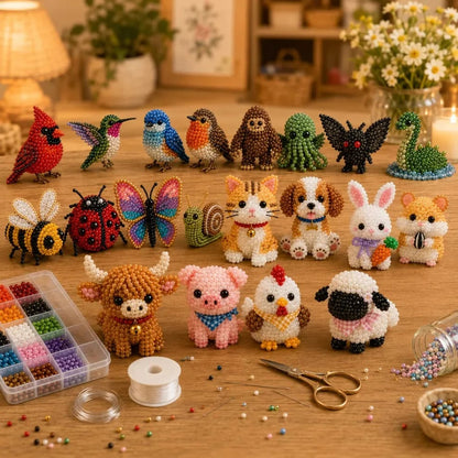🏆Limited Time Sale 49% OFF🧵✨Petite 3D Beaded Animal Craft Kit