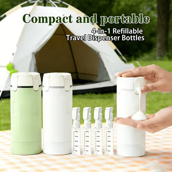 🧳4-in-1 Portable Cosmetic Shampoo Dispenser Storage Bottle