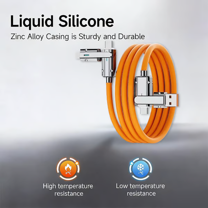 ⚡️2-in-1 Liquid Silicone Fast Charger Cable - USB-C/Lightning Cord with Foldable Stand & 180° Rotation