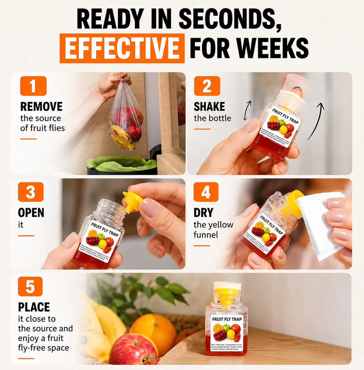 🔥LAST DAY 49% OFF🔥 - ✨Ultra-Strong Fruit Fly Trap - User Friendly  (Up to 3 Weeks per Bottle)
