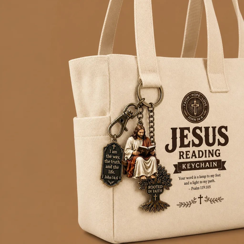 (🎁Last Day 49% OFF)✝️📖Jesus Reading Keychain