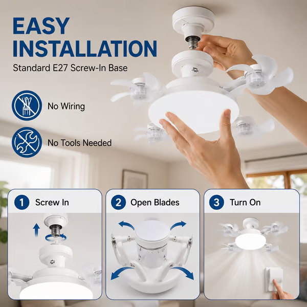 🔥LAST DAY 50% OFF -💡 2-in-1 Energy-Saving Fan Light｜Cool Air + Soft Light in One🌀