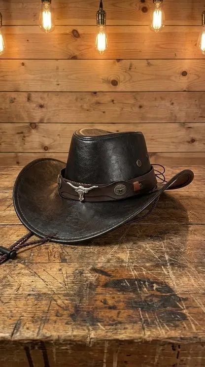 🔥Last Day 25% OFF🤠Daisy’s Premium Handcrafted Leather Cattleman Hat – Authentic Western Outback Style 🤠🌵