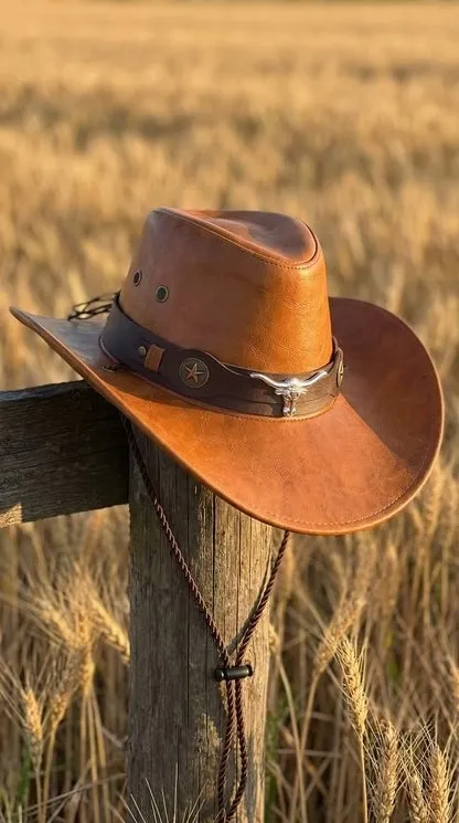 🔥Last Day 25% OFF🤠Daisy’s Premium Handcrafted Leather Cattleman Hat – Authentic Western Outback Style 🤠🌵