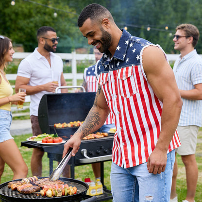 🔥LAST DAY SALE 49% OFF - 🇺🇸🦅Men's American Flag Denim Vest - 4th of July Patriotic Casual Sleeveless Jacket✨
