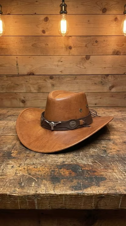 🔥Last Day 25% OFF🤠Daisy’s Premium Handcrafted Leather Cattleman Hat – Authentic Western Outback Style 🤠🌵