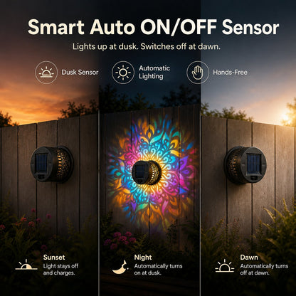 🔥Last Day 49% OFF & 65K+ SOLD! -✨Solar Mandala Wall Light | Outdoor Garden Fence Projector Lamp 🪐🌌