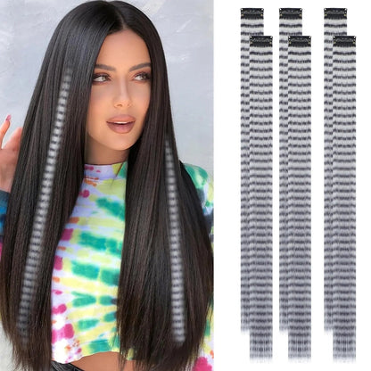 24 Inch Clip-On Glitter Hair Tinsel Extensions 6 Pcs Set