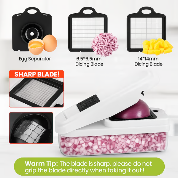 🎁🔥🥗 15-in-1 Vegetable Chopper- Multifunctional Food Chopper,Professional Onion Chopper with 8 Blades✨