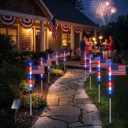 🔥Last Day  49% OFF🔥8 Solar American Flag Pathway Lights – Red, White & Blue Yard Glow for 250th Independence Celebration 🇺🇸✨