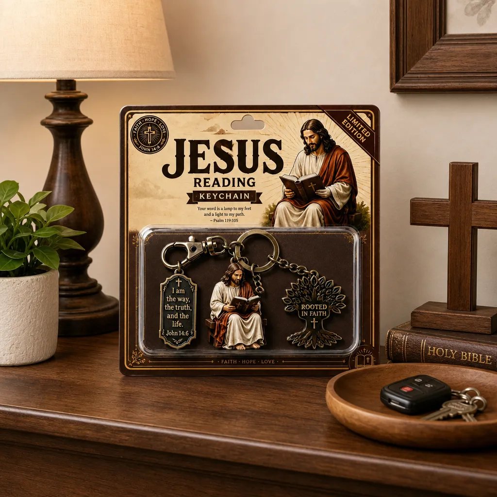 (🎁Last Day 49% OFF)✝️📖Jesus Reading Keychain