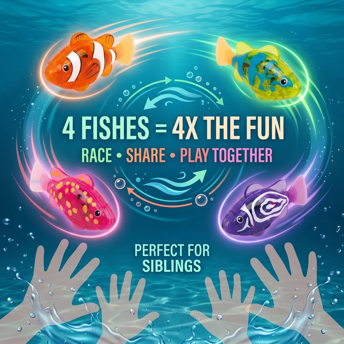 🔥🔥LAST DAY SALE 49% OFF-🛁✨Electronic Pet Fish Bath Toy | LED Light Up | Auto-Swimming Bath Toy🐠💦