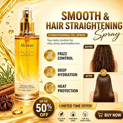 🎉Buy One Get One Free🎁 - ✨💆Smooth & Hair Straightening Conditioning Oil Spray – Anti-Frizz, Deep Hydration, Heat Protection – With Avocado & Jojoba Oil – 72-Hour Fragrance – Sulfate & Paraben Free🎁