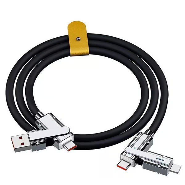⚡️2-in-1 Liquid Silicone Fast Charger Cable - USB-C/Lightning Cord with Foldable Stand & 180° Rotation