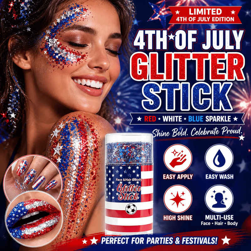 🔥Last Day 49% OFF🦅4th of July Glitter Stick✨🔔Red, White & Blue Body & Hair Sparkle
