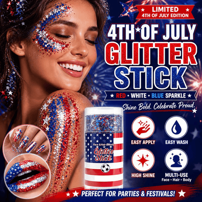 🔥Last Day 49% OFF🦅4th of July Glitter Stick✨🔔Red, White & Blue Body & Hair Sparkle
