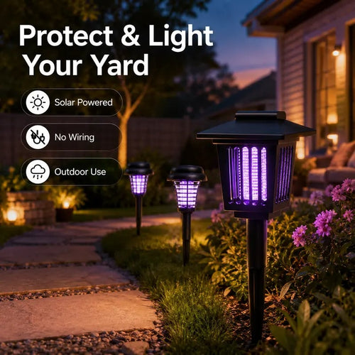 🔥Last Day 50% OFF - ☀️💜2-in-1 Solar Mosquito Zapper & Decorative Garden Stake Light 🦟