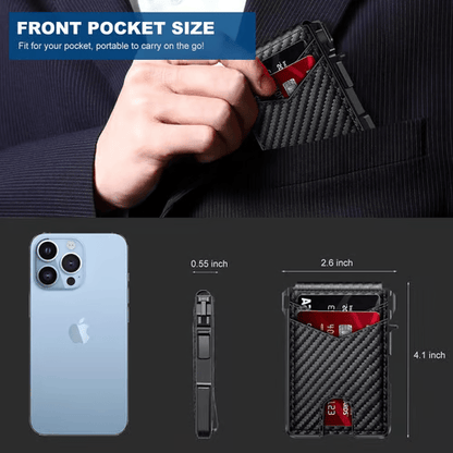 ⚡70K+ SOLD !-Wallet for Men - with Pop Up Aluminum Case Money Clip Slim Leather Slots Credit Card Holder RFID Blocking Bifold Minimalist Wallet