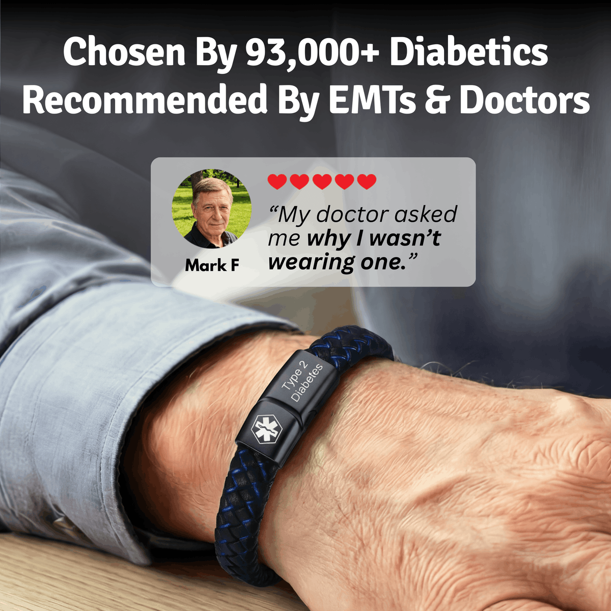 Men’s Diabetes Medical Alert Bracelet